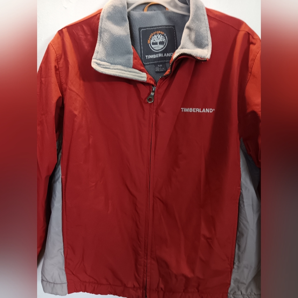 Mens Timberland Red and Gray Zip-Up Jacket